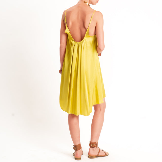 Motel-Abito corto satin bretelle regolabili - lime