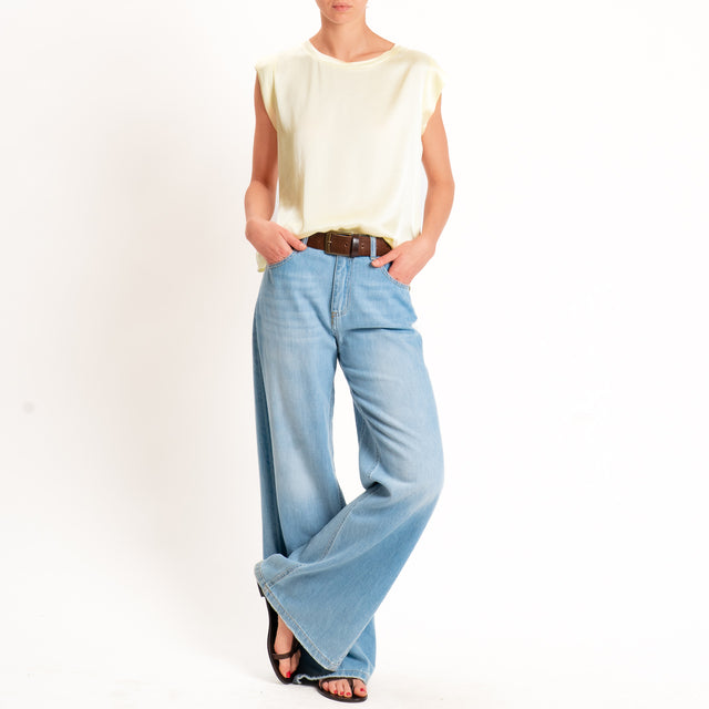 Motel-Blusa smanicata in satin viscosa elasticizza - mimosa