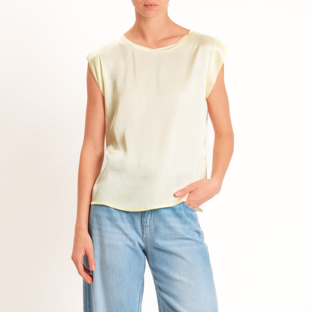 Motel-Blusa smanicata in satin viscosa elasticizza - mimosa