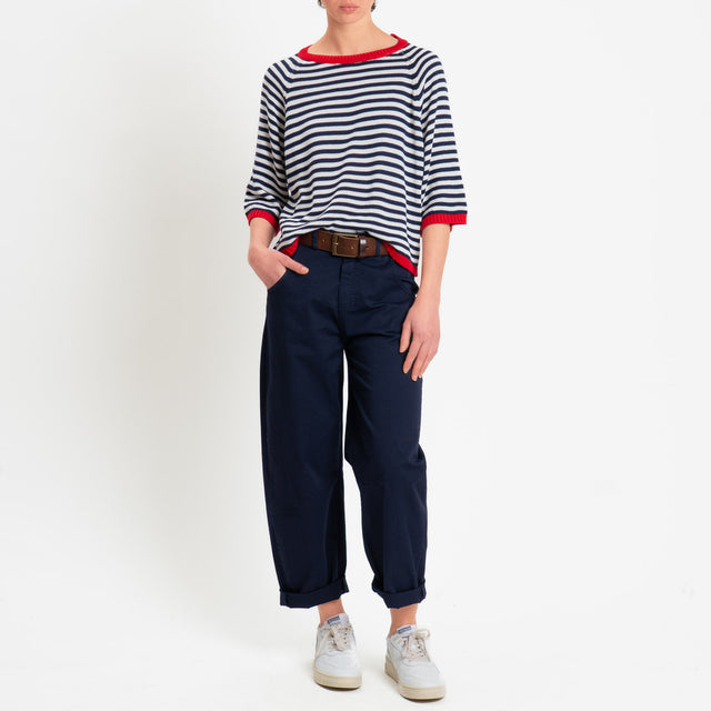 Motel-Pantalone barrel cotone elasticizzato elasticizzato - blu