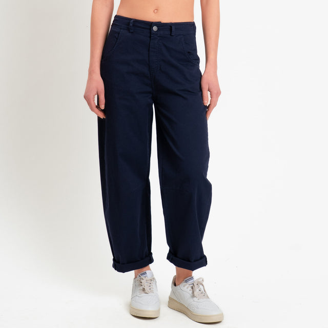 Motel-Pantalone barrel cotone elasticizzato elasticizzato - blu