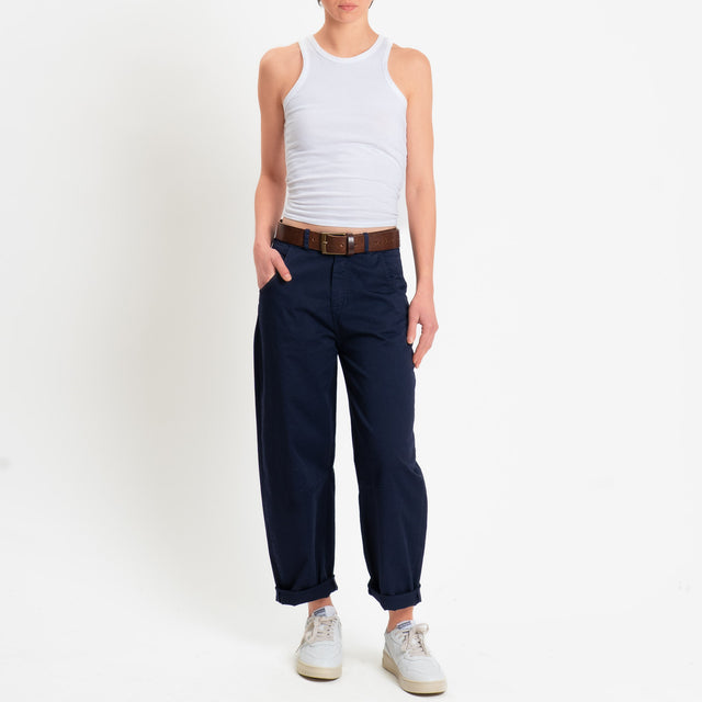 Motel-Pantalone barrel cotone elasticizzato - blu