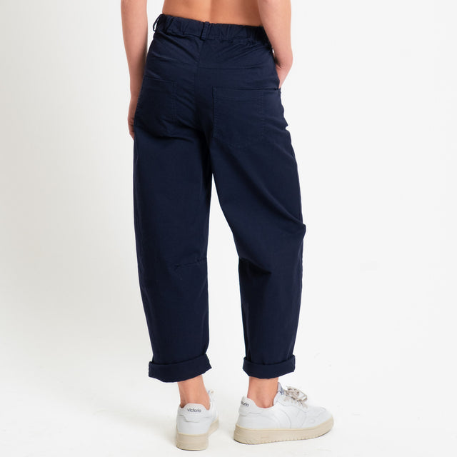Motel-Pantalone barrel cotone elasticizzato - blu