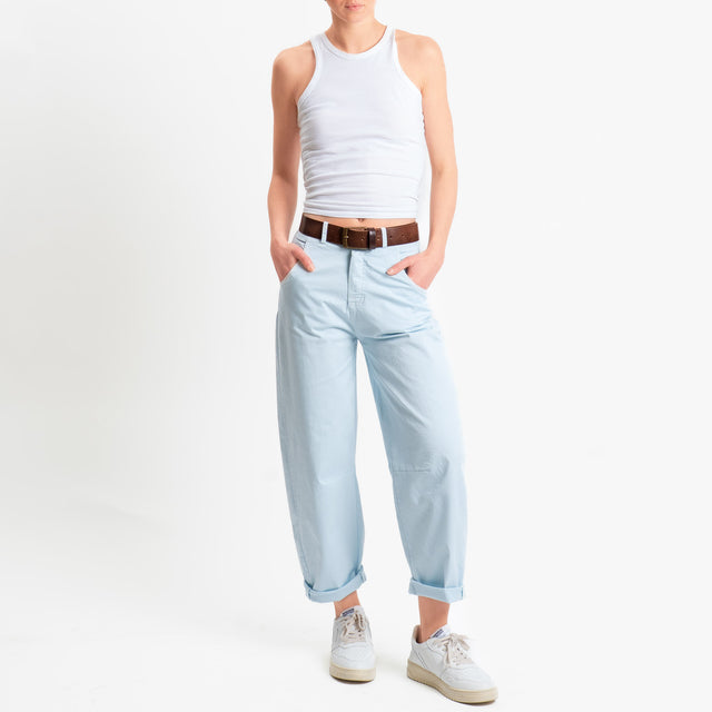 Motel-Pantalone barrel cotone elasticizzato - celeste