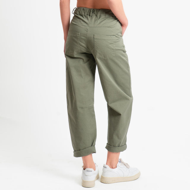 Motel-Pantalone barrel cotone elasticizzato - rosmarino