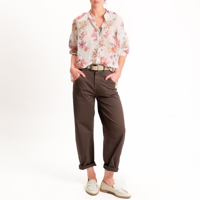Motel-Pantalone barrel cotone elasticizzato - moro