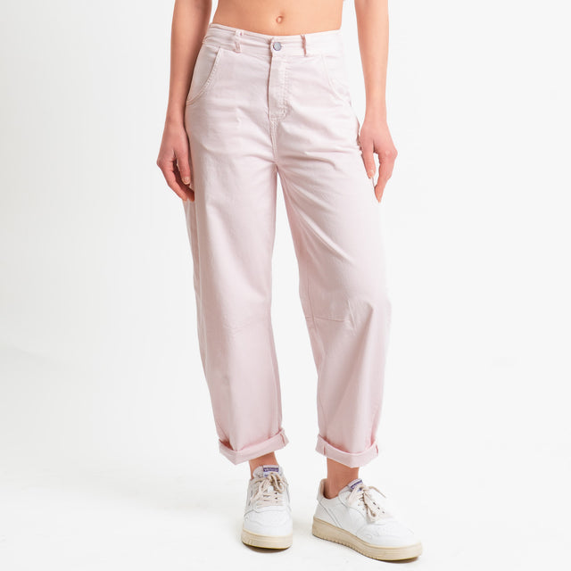 Motel-Pantalone barrel cotone elasticizzato - rosa
