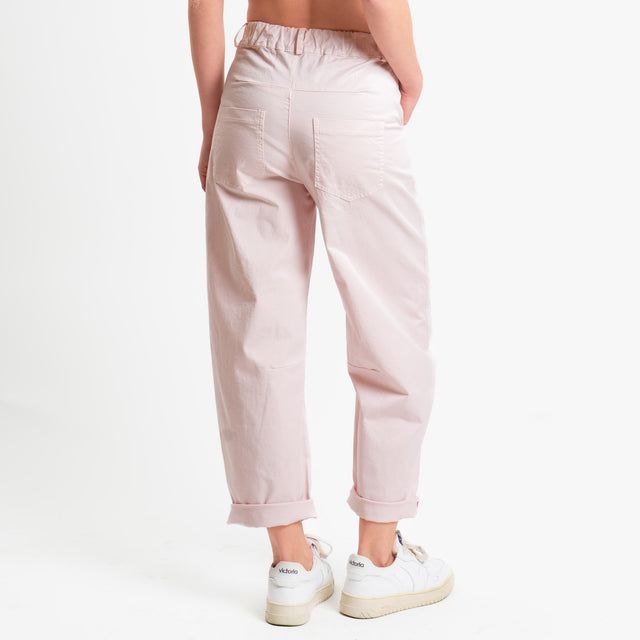 Motel-Pantalone barrel cotone elasticizzato - rosa