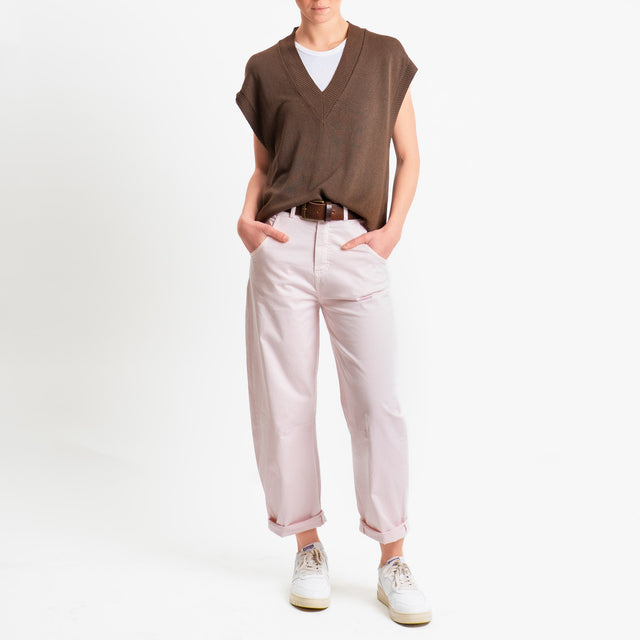 Motel-Pantalone barrel cotone elasticizzato - rosa