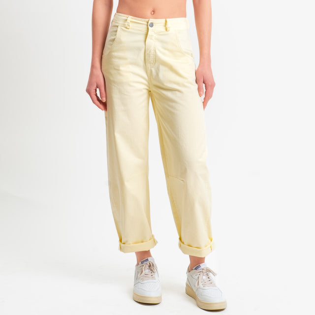 Motel-Pantalone barrel cotone elasticizzato - yellow