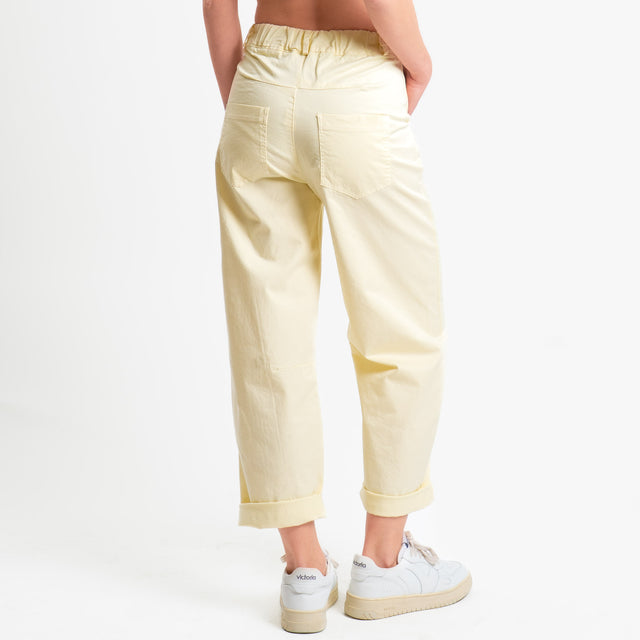 Motel-Pantalone barrel cotone elasticizzato - yellow