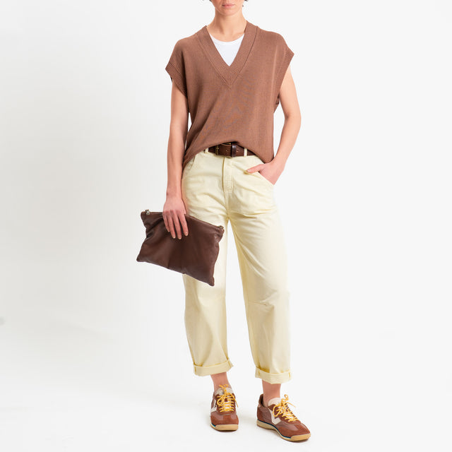 Motel-Pantalone barrel cotone elasticizzato - yellow