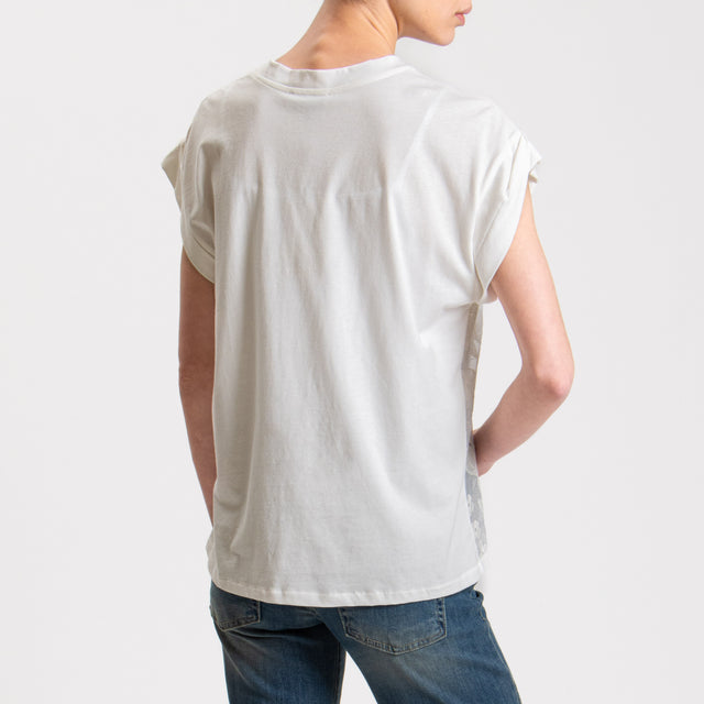 Motel-T-shirt doppio tessuto con tulle - latte