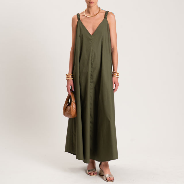 Motel-Abito parachute bretelle elastico con tasche - militare