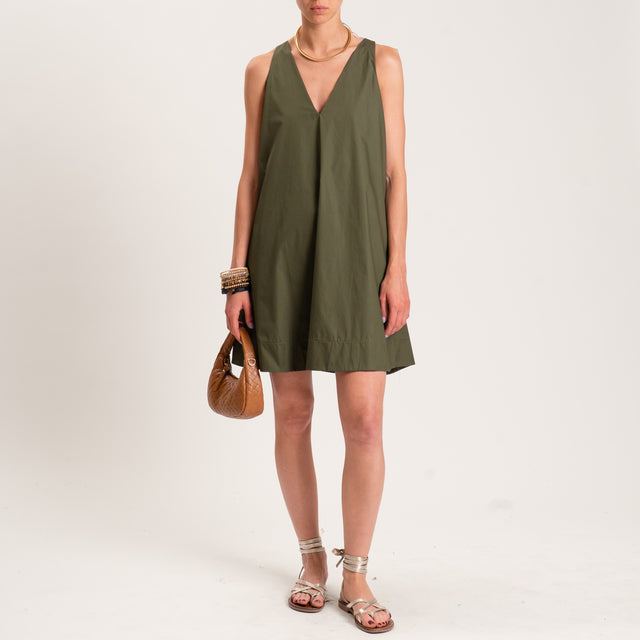 Motel-Abito parachute ad A scollo v con tasche - militare