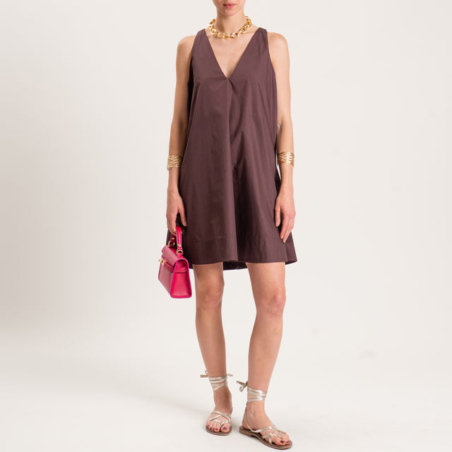 Motel-Abito parachute ad A scollo v con tasche - moro