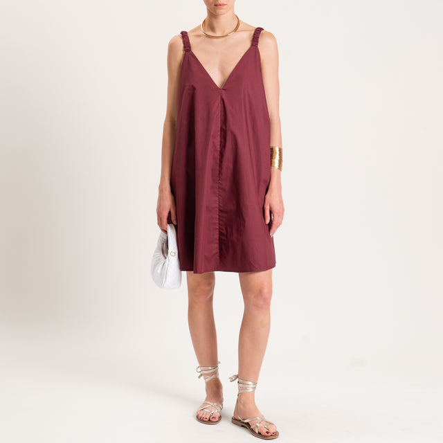 Motel-Abito parachute bretelle elastico con tasche - Bordeaux