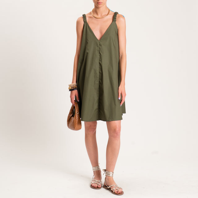 Motel-Abito parachute bretelle elastico con tasche - militare