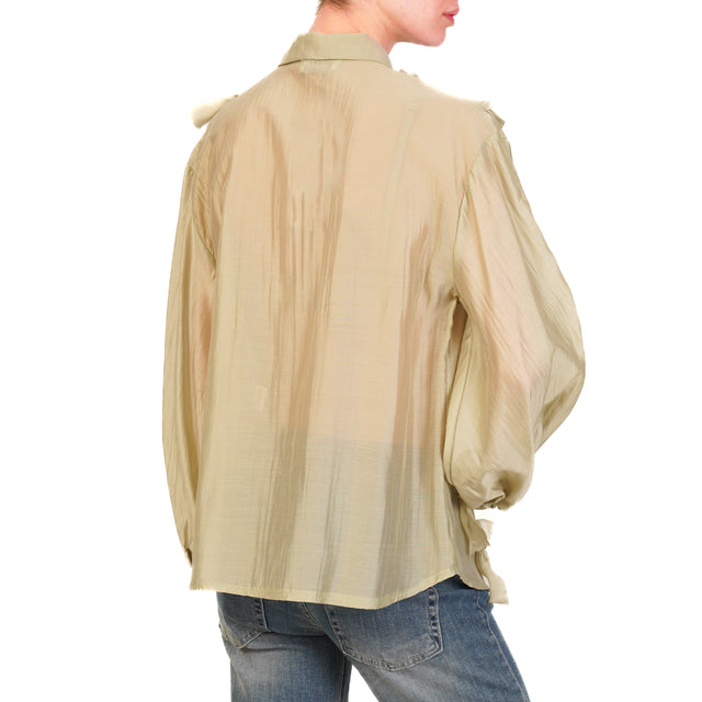 Motel-Camicia mussola con fiocchi - salvia