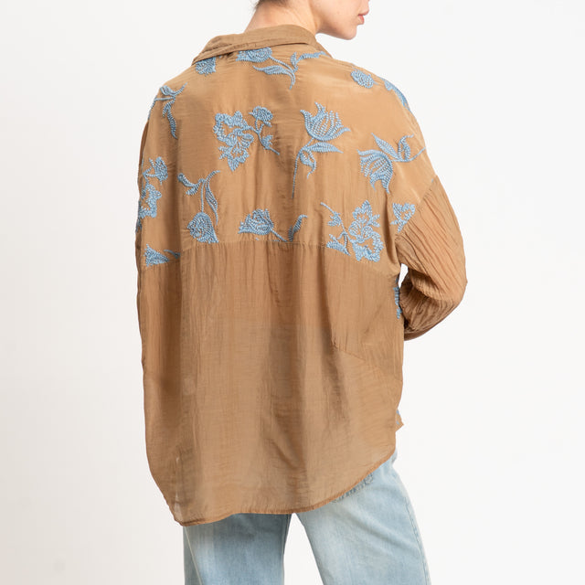 Motel-Camicia in mussola misto seta con ricami - mou