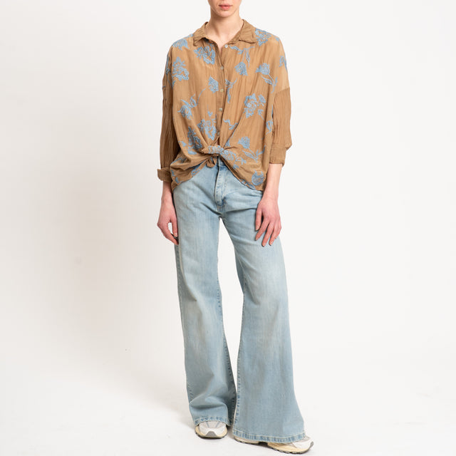 Motel-Camicia in mussola misto seta con ricami - mou