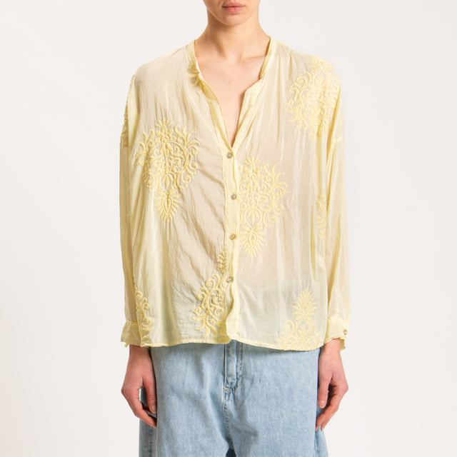 Motel-Camicia misto seta con ricami - giallo