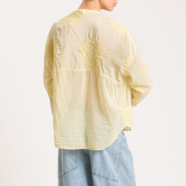Motel-Camicia misto seta con ricami - giallo