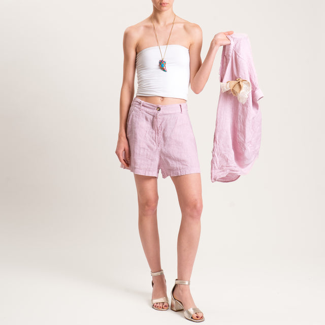 Motel-Shorts in lino elastico in vita - rosa