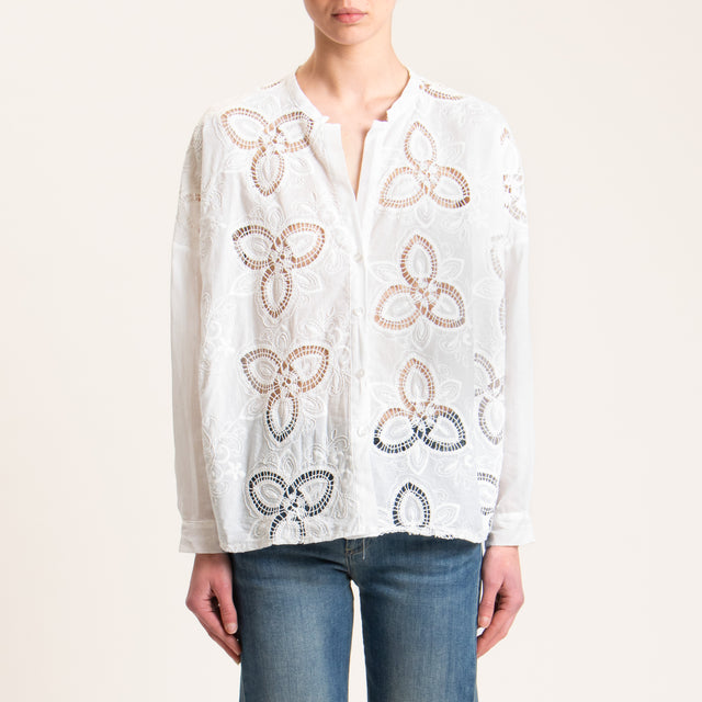 Motel-Camicia mussola pizzo macramè - bianco