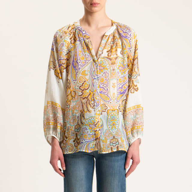 Motel-Camicia mussola fantasia - burro/moro/rosa