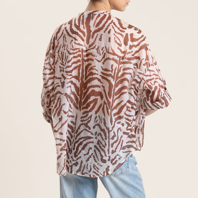 Motel-Camicia mussola lyocell fantasia - burro/moro