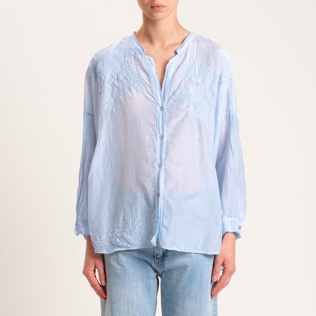 Motel-Camicia mussola con ricami - cielo