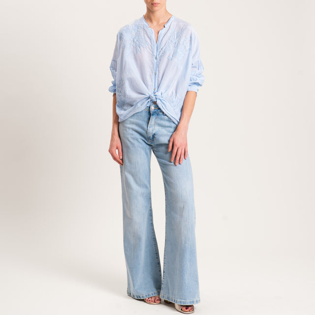 Motel-Camicia mussola con ricami - cielo
