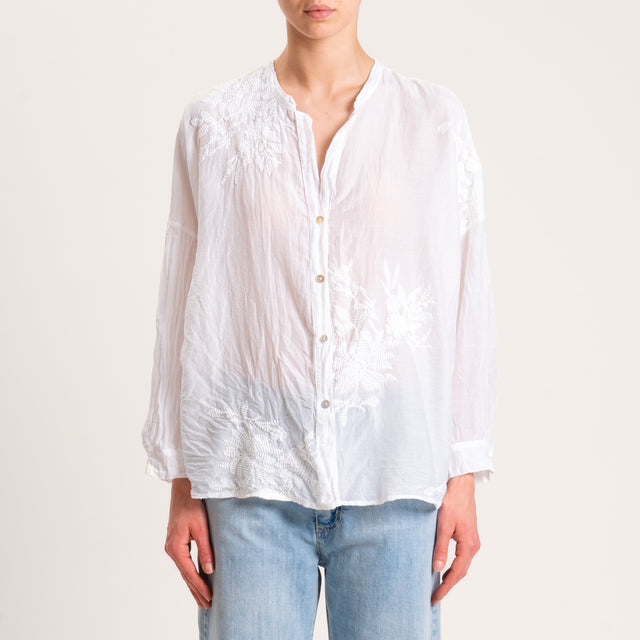 Motel-Camicia mussola con ricami - bianco