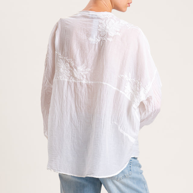 Motel-Camicia mussola con ricami - bianco
