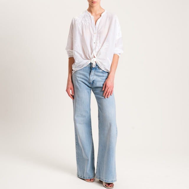 Motel-Camicia mussola con ricami - bianco