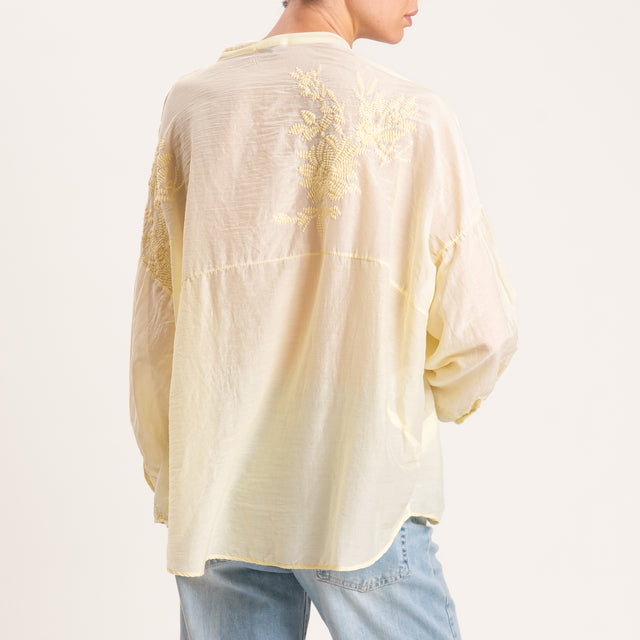 Motel-Camicia mussola con ricami - giallo