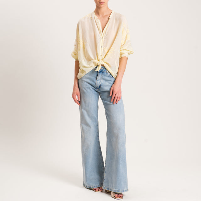 Motel-Camicia mussola con ricami - giallo