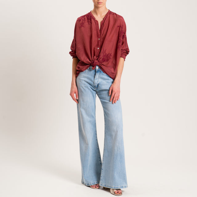 Motel-Camicia mussola con ricami - india