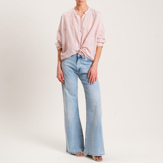 Motel-Camicia mussola con ricami - cipria