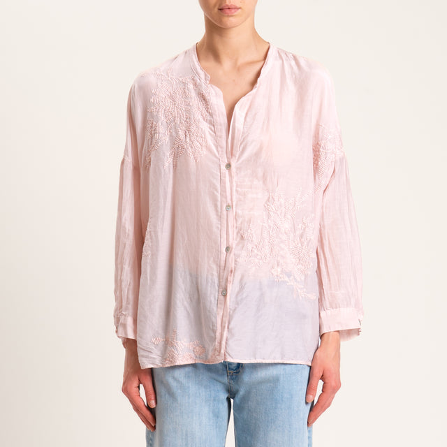 Motel-Camicia mussola con ricami - cipria
