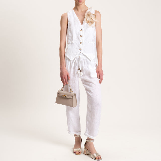 Motel-Gilet in lino con spilla - bianco