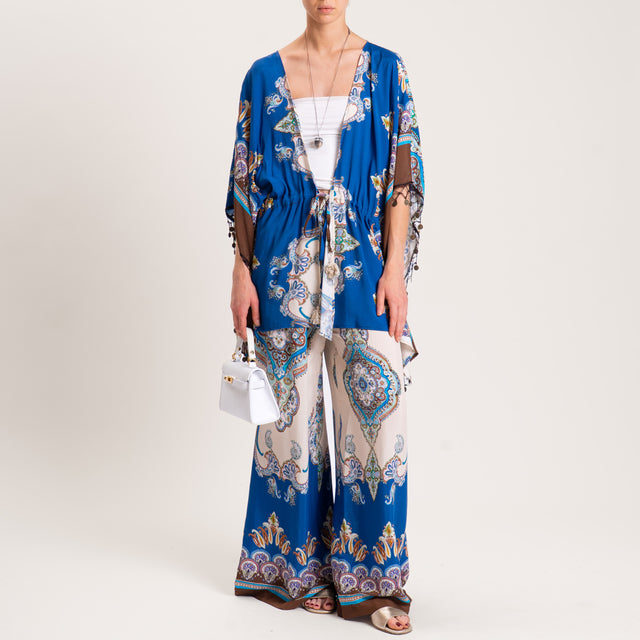 Motel-Poncho fantasia - blu/sand/moro
