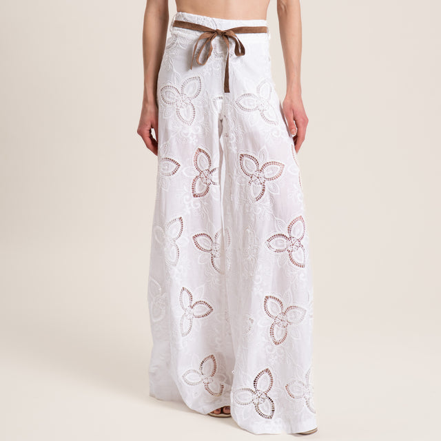 Motel-Pantalone macramè elastico dietro - bianco