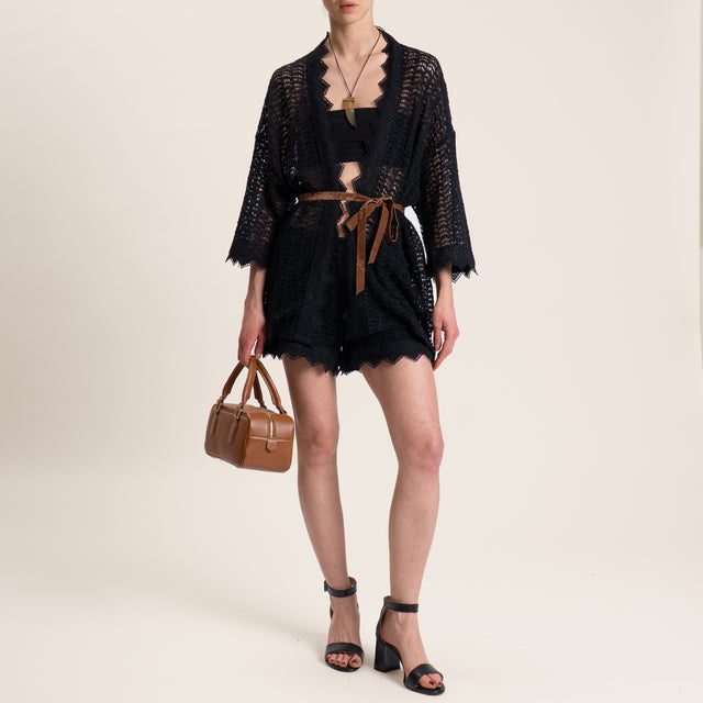 Motel-Short crochet elastico dietro - nero