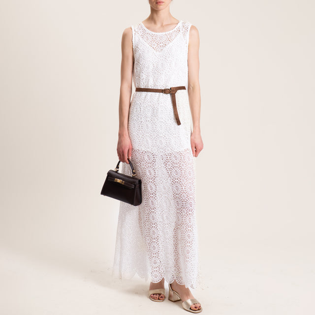 Motel-Abito crochet scollo v dietro - bianco