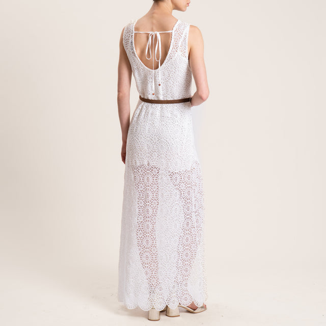 Motel-Abito crochet scollo v dietro - bianco