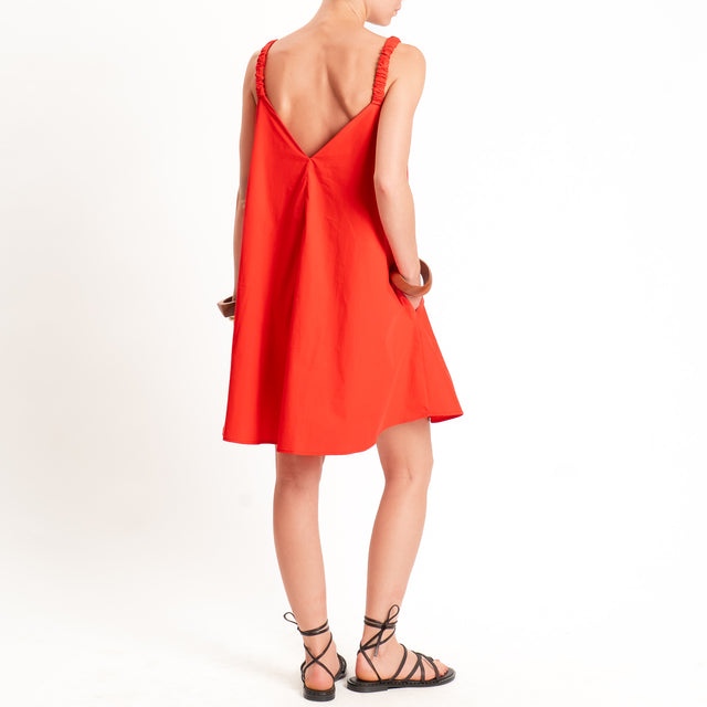 Motel-Abito popeline doppio scollo v - rosso