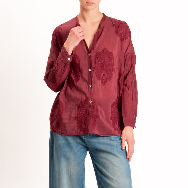 Motel-Camicia mussola misto seta con ricami - india