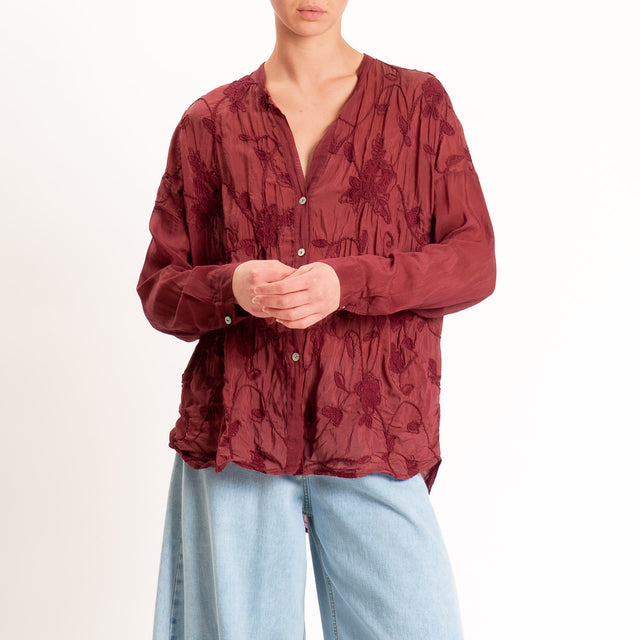 Motel-Camicia mussola misto seta con ricami - india